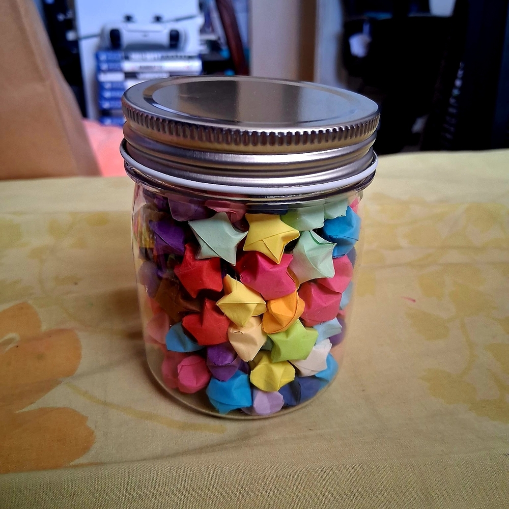 Colorful Origami Stars in Jar
